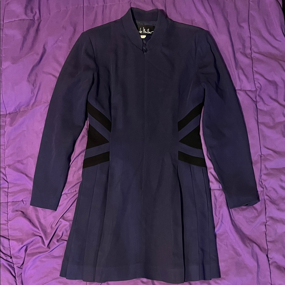 Nicole Miller Dark Blue Long Sleeve Dress